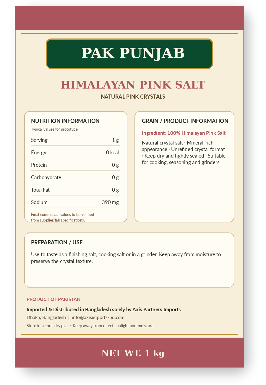 Pak Punjab Himalayan Pink Salt back packet