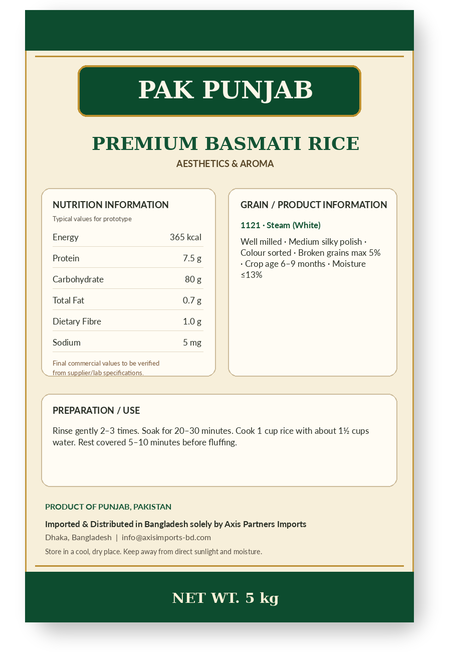 Premium Basmati Rice back packet