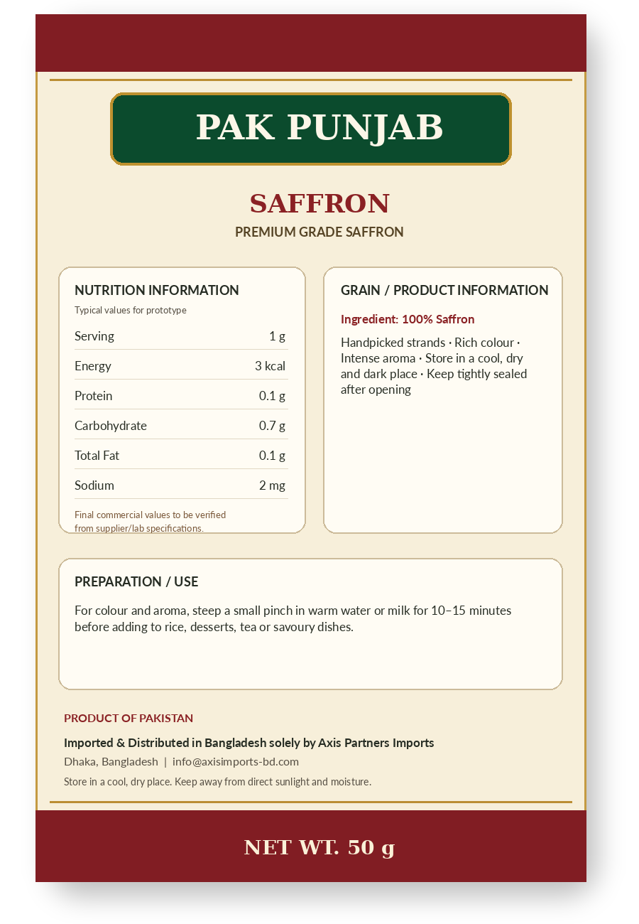 Pak Punjab Saffron back packet