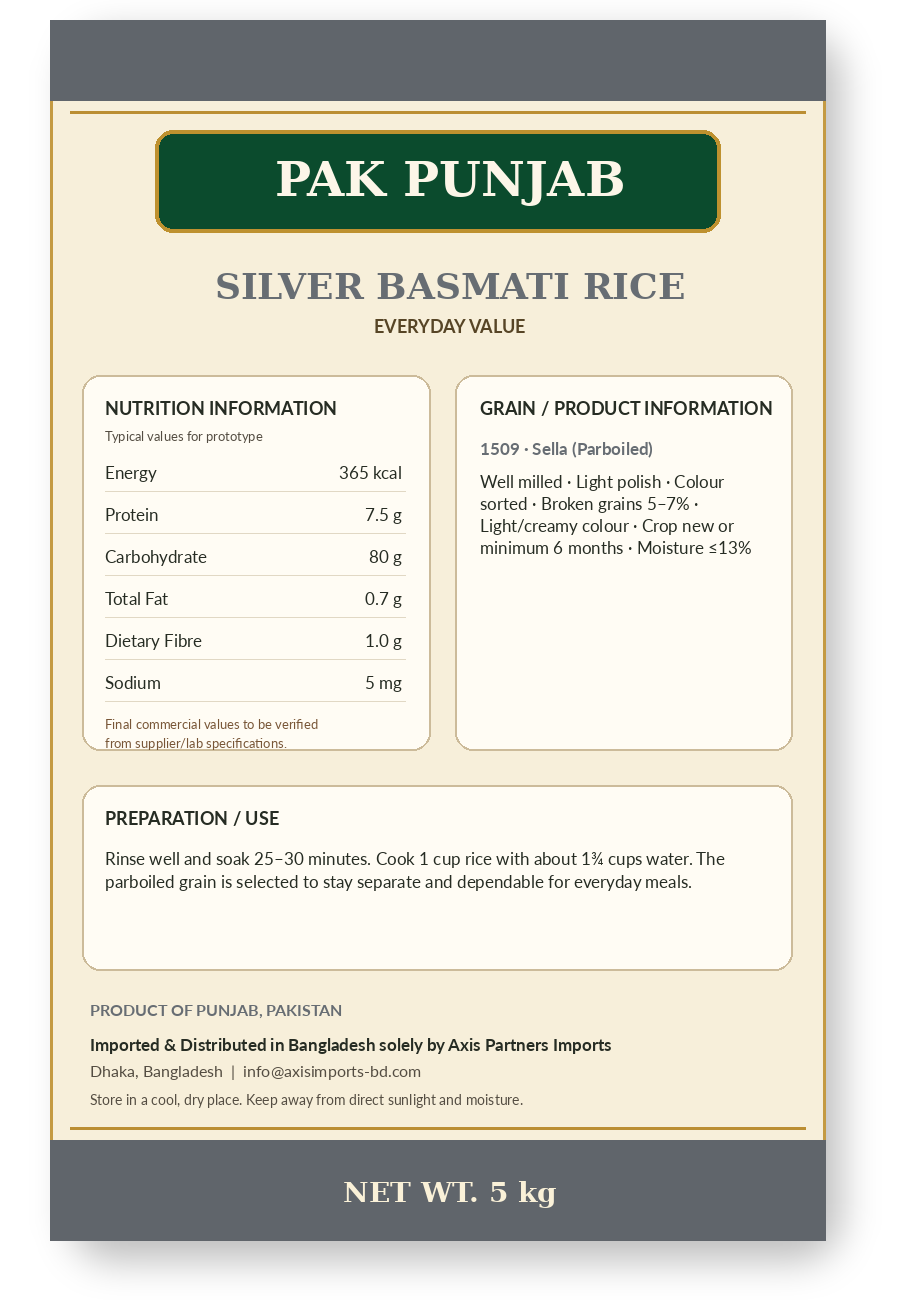 Silver Basmati Rice back packet